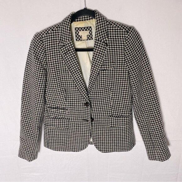 J. Crew Factory Black Cream Wool Blend Houndstooth Blazer 2 - Picture 13 of 13